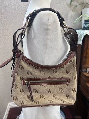 Dooney & Bourke Beige and Brown Monogram Shoulder Bag